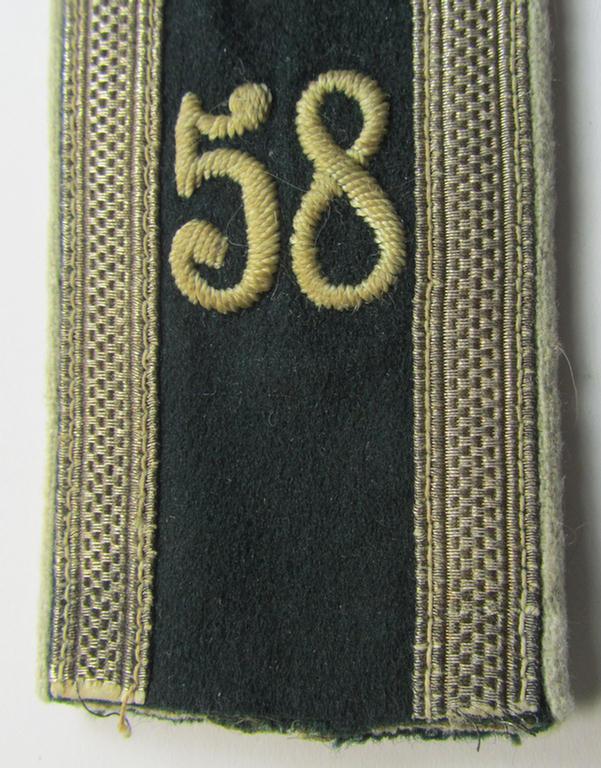 Attractive - albeit regrettably single! - (I deem) early-war-period- (ie. 'M36'/'M40'-type) neatly 'cyphered', WH (Heeres) NCO-type shoulderstrap as was intended for usage by an: 'Uffz. des Infanterie-Regiments 58'