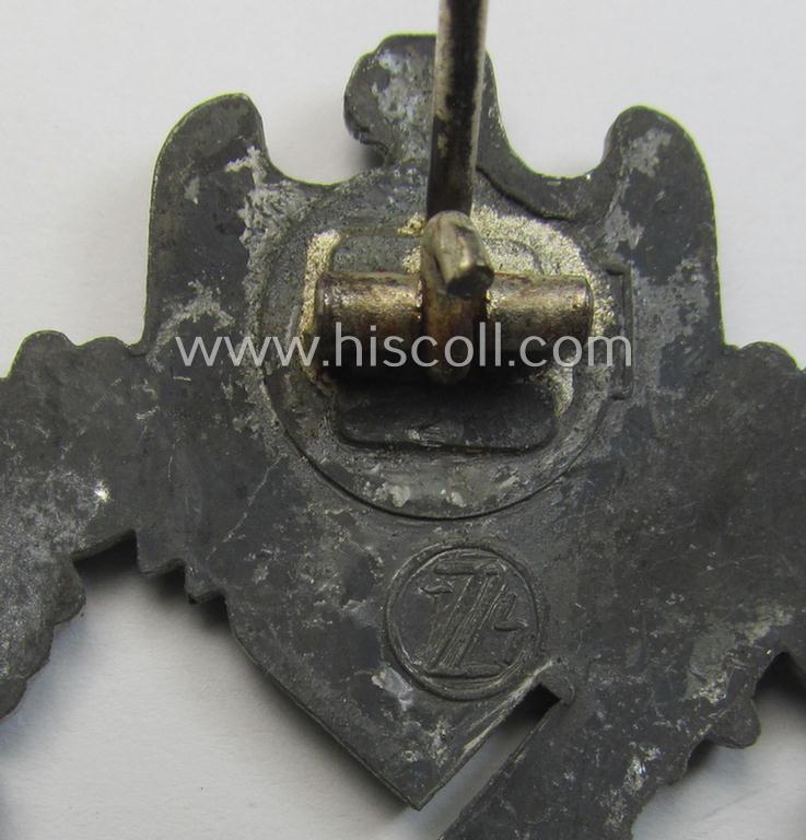 Zinc- (ie. 'Feinzink'-) based, 'Infanterie-Sturmabzeichen in Silber' (or silver IAB) being a clearly maker- (ie. 'FZZ'-) marked example