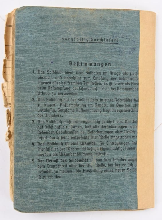 German LW Soldbuch K.G. General Wever/ Field Division and Normandy
