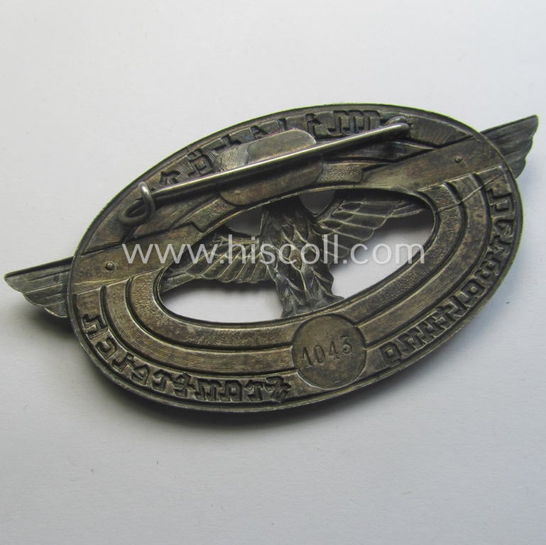 WH (Heeres: 'Dienstbrosche für Zivilangehörige der Militär Verwaltung Frankreich' (being a larger-sized example bearing the unique and fairly low serial-number that reads: '1043')