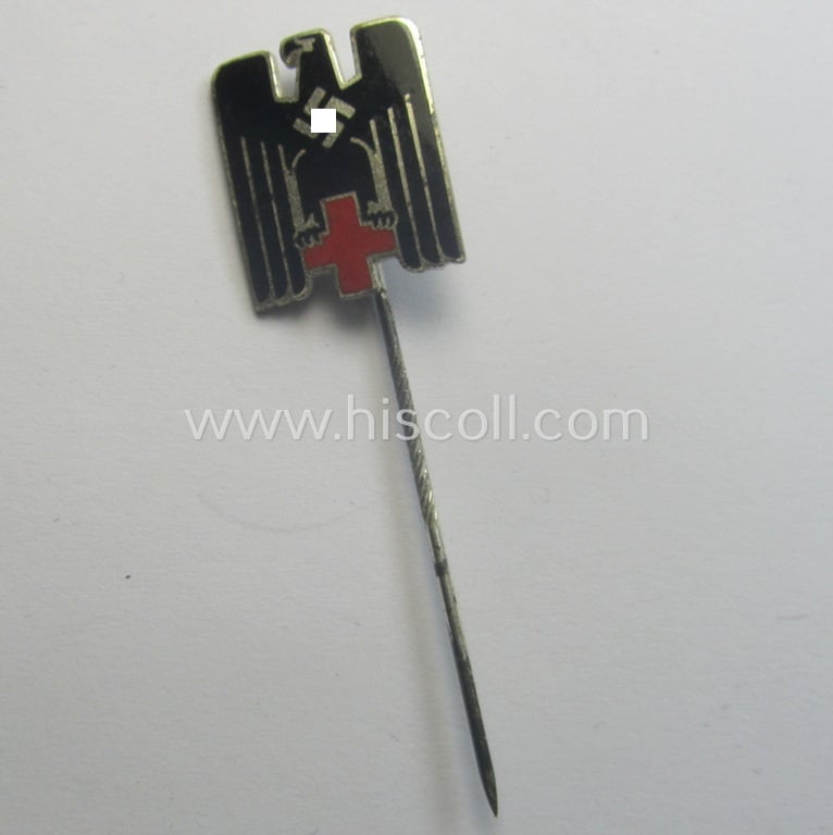 DRK (ie. 'Deutsches Rotes Kreuz') civil-attire badge (ie. 'Zivilabzeichen des D.R.K.') being a detailed example that shows an: 'ELM'-makers'- and/or: 'Ges.Gesch.'-patent-designation