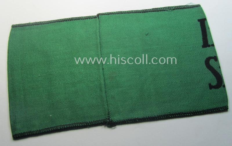 Truly scarcely encountered, enlisted-mens'- (ie. NCO-) type armband as was intended for usage by a member who served within the 'Sicherheitsdienst'- (ie. 'SD'-) related so-called: 'Schützmannschaften' (ie. 'Schuma')