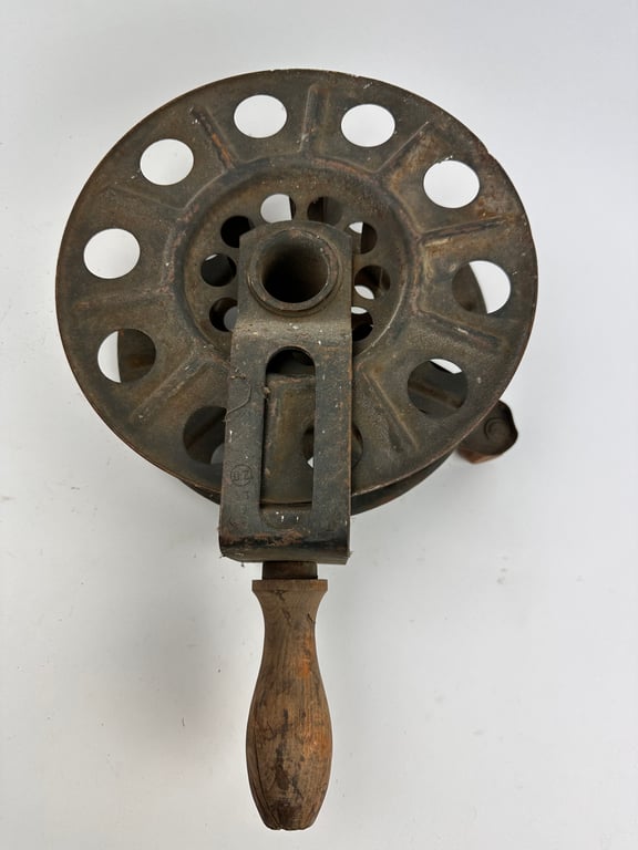 Original German WWII Big Hand Held Cable Reel With Wire Dated2 1943 "DZ"