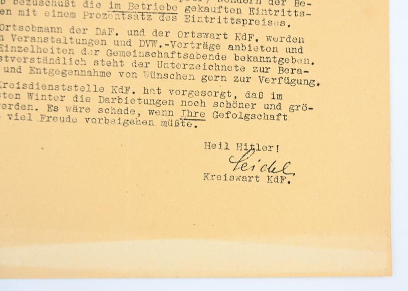German DAF/KdF Member Letter 1941