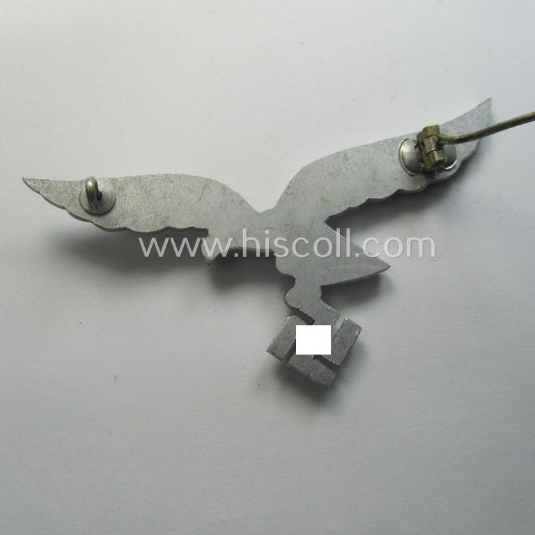 WH (Luftwaffe) aluminium-based breast-eagle as was specifically intended for usage on the white summer-tunics (ie. 'Brustadler für Sommerrock') being a detailed- albeit non-maker-marked specimen