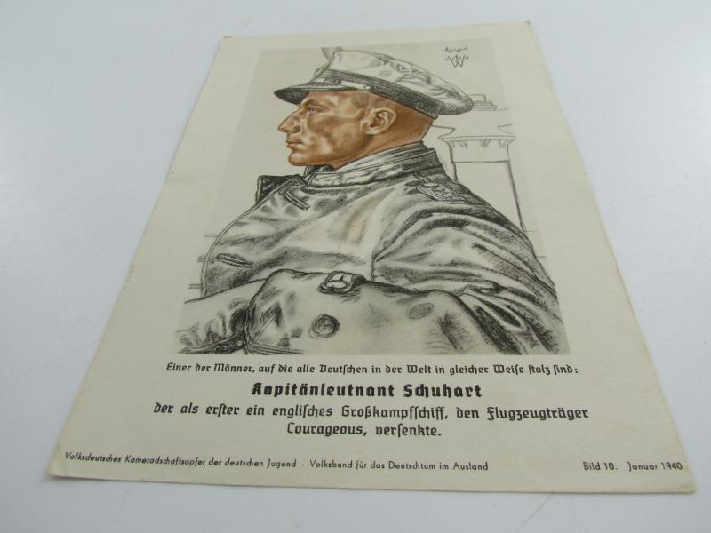 Third Reich Print of Knights Cross Winner Kapitänleutnant Schuhart