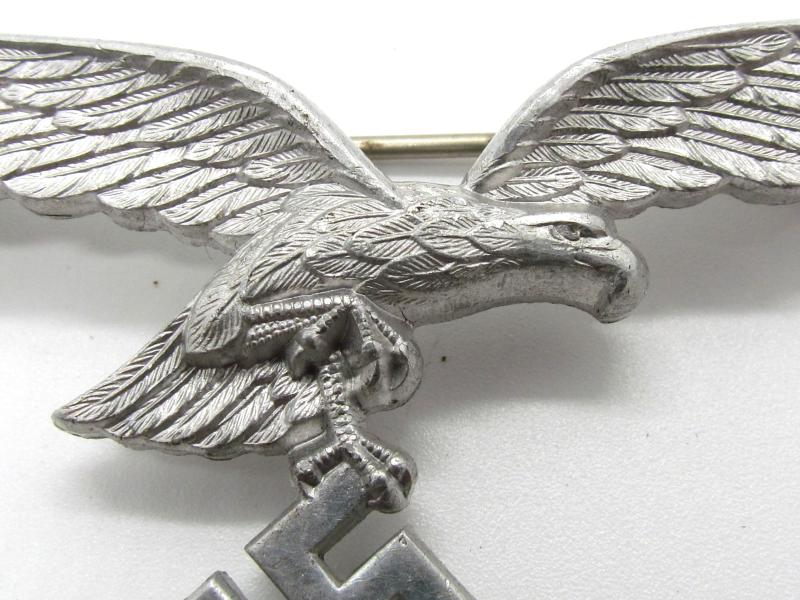 Aluminum Luftwaffe breast eagle for summer tunic or leather flight jacket