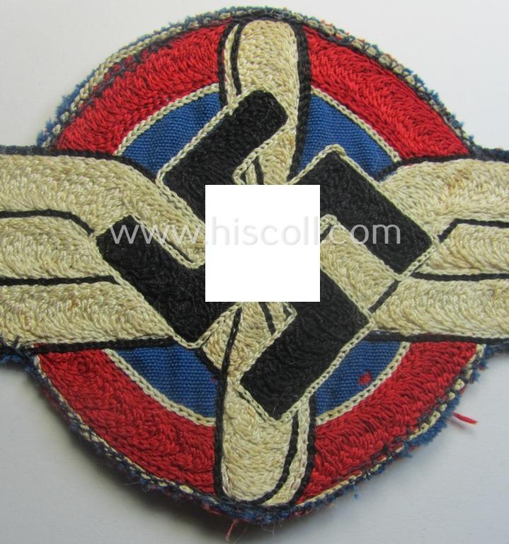 HJ (ie. 'Hitlerjugend') pre-war- (ie. after 1938-) so-called: 'Sporthemd-Abzeichen' that was intended for usage by a member who served within the so-called: 'Luftsportscharen'