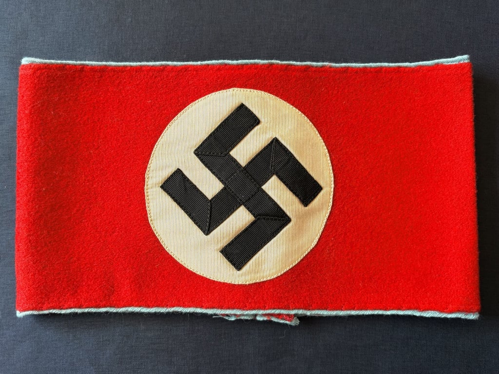 AUTHENTIC WWII GERMAN THIRD REICH ORTSGRUPPENLEITER ARMBAND WITH RZM LABEL.