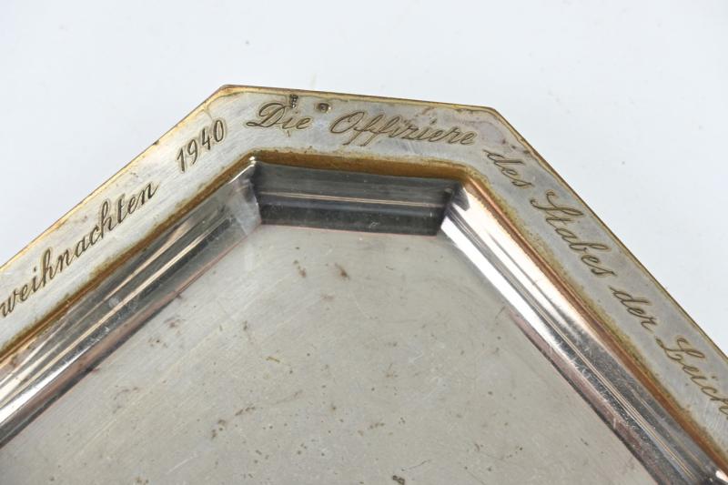 German Third Reich Era Table Silver Plate Leichte Flakabteilung 74'