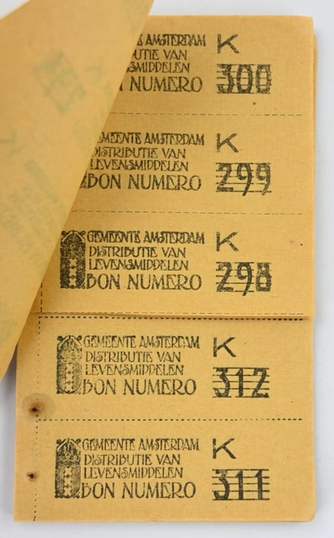 Dutch WW1 Period Food Coupons Amsterdam