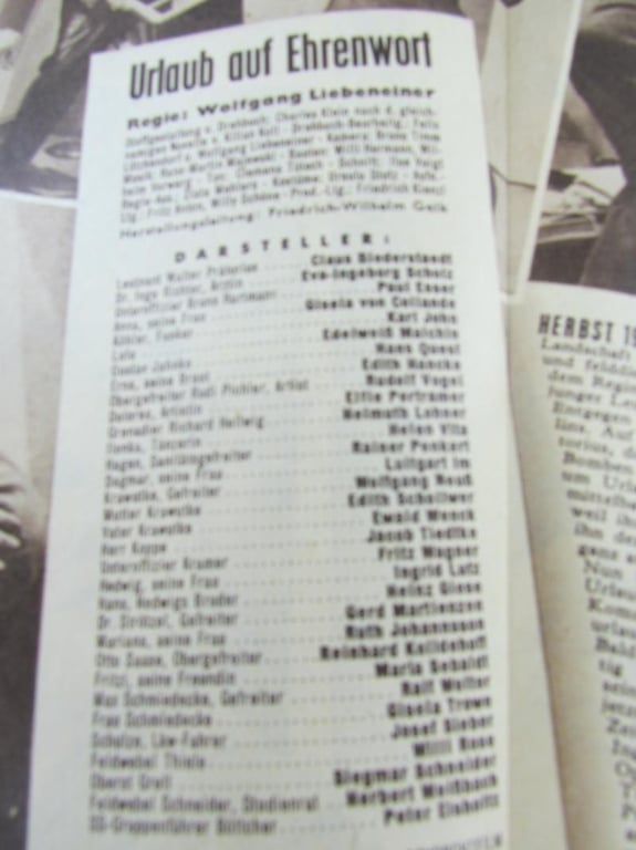 Original Movie Flyer From German Movie Urlaub auf Ehrenwort 1955