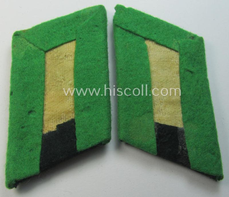 Superb - and fully matching and/or scarcely encountered! - pair of WH (Heeres) hand-embroidered, high-ranked officers'-type collar-patches as was intended for - and with certainty worn by! - a: 'Wehrmachtsbeamte des höheren Dienstes'