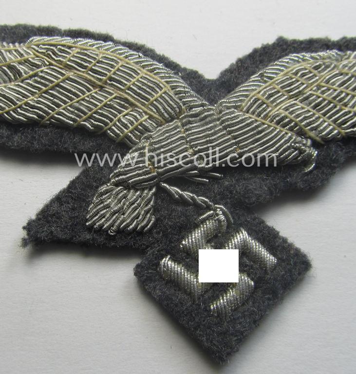 Truly used- and/or carefully tunic-removed, WH (LW) officers'- (evt. NCO-) type, hand-embroidered breast-eagle (ie. 'Brustadler für Offiziere der LW')