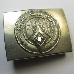 HJ (ie. 'Hitlerjugend') nickle-chrome-based belt-buckle being a neatly...