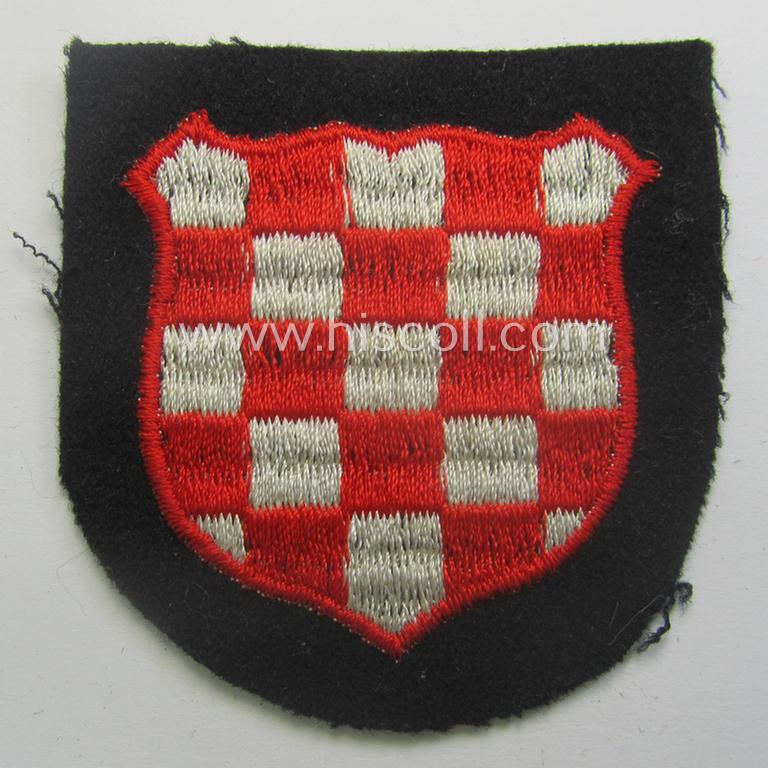 Croatian, Waffen-SS 'volunteer' arm-shield as was specifically intended for usage by soldiers of the: '13. Waffen-Gebirgs-Division der SS' (ie. 'Handschar') that comes in a 'virtually mint- ie. unissued', condition