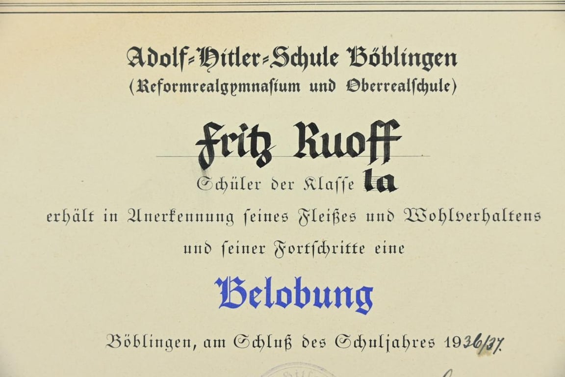 German Third Reich Certificates 'Adolf Hitler Schule'