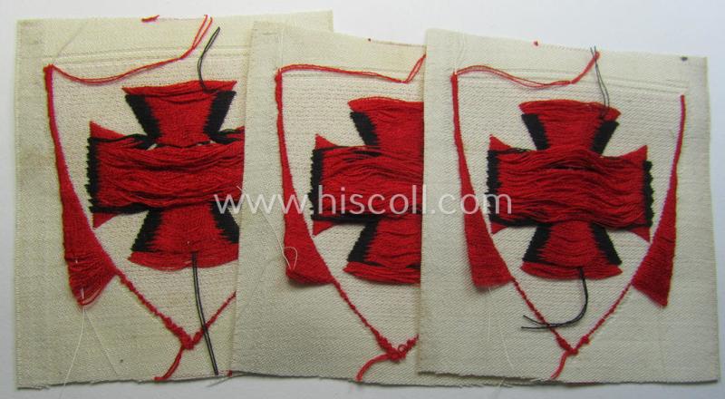 Neat, colourful arm-patch as was intended to signify membership within the: 'Nationalsocialistischer Reichskriegerbund' (ie. 'N.S.R.K.B.') being a BeVo-woven example that comes in a 'virtually mint- ie. unissued', condition