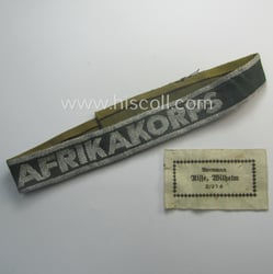 Truly worn, 'BeVo'-like cuff-title (ie. 'Ärmelstreifen') entitled: 'Afrikakorps'...
