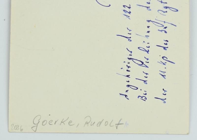 Signature of Wehrmacht Heer KC Recipient 'Rudolf Goerke'