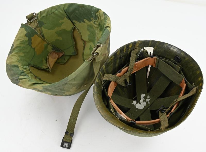 US Vietnam Paratrooper helmet with camouflage cover and liner
