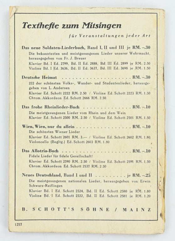 German WH Marching Songs Pocket Book