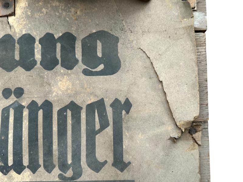 Wooden Sign 'Achtung Blindgänger Lebensgefahr'