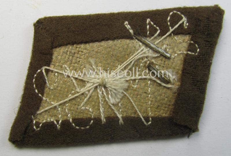 Attractive - albeit single! - SA (ie. 'Sturmabteilungen') collar-patch (ie. 'Kragenspiegel') as executed in darker-brown-coloured wool as intended for an: 'SA-Mitglied' serving within the 'SA-Standarte M152' ('SA-Gruppe Kurpfalz o. Nordsee'...