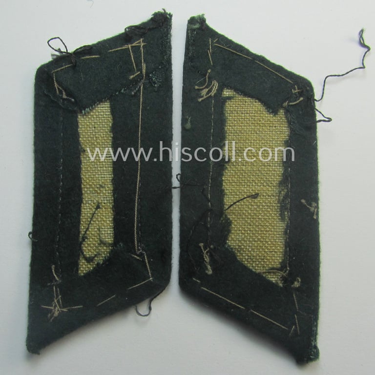 Fully matching pair of pre- (ie. early-war-) period WH (Heeres) 'M36' (ie. 'M40'-) type collar-patches (ie. 'Einheitskragenspiegel') as piped in the bright-orange-coloured branchcolour as intended for usage by a: 'Soldat der Feldgendarmerie-Trpn.'