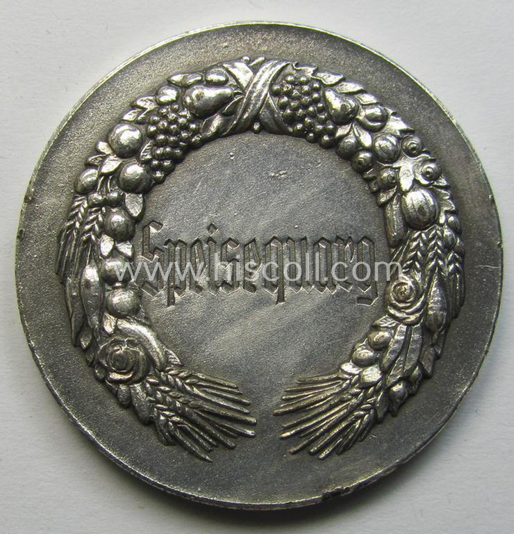 Attractive - medium-sized- and/or typical silverish-toned - so-called: 'Reichsnährstand'- (ie. 'RNSt.'-) related, commemorative-award-plaque entitled: '5. Reichsnährstand Austellung - Leipzig 1939 - Speisequarg'