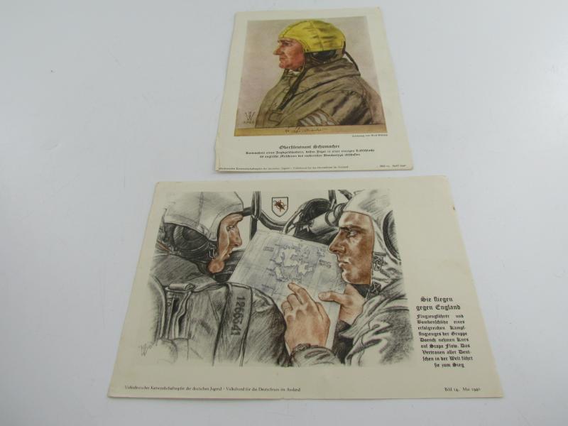 2x Portrait Photos German Pilots ( Willrich )