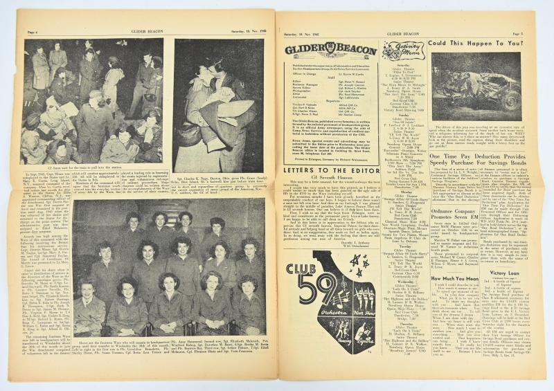 US WW2 Glider Beacon Newspaper 10 November 1945