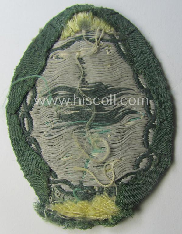 'Variant'- (ie. first-) pattern, WH (Heeres) 'Gebirgsjäger'- (ie. mountain-troopers-) related arm-badge being a desirable example as was executed in the 'BeVo'-weave pattern on a field-grey-coloured background