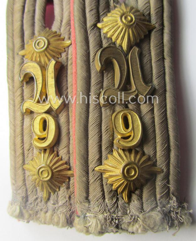 Pair of - truly used- and/or worn! - WH (Heeres) 'cyphered' officers'-type shoulderboards as was intended for a: 'Hauptmann u. Mitglied des Panzer-Aufklärungs-Abtlgs. 9'