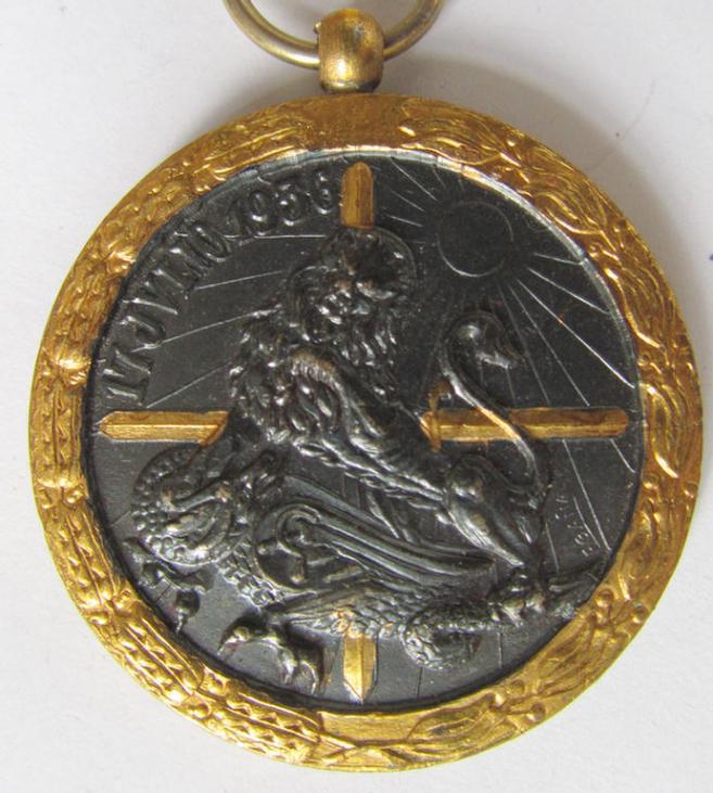 Spanish-issued, Spanish Civil War commemorative-medal called: 'Medalla de la Campaña 1936-1939' that comes mounted on its (typically Spanish) mounted ribbon as issued and/or worn