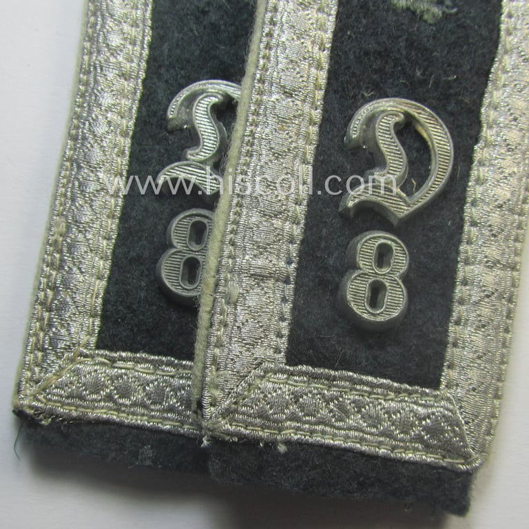 Attractive - and fully matching! - pair of WH (Heeres), early- (ie. pre-) war-period- (ie. 'M40'-pattern) 'cyphered' NCO-type shoulderstraps as intended for usage by an: 'Unterfeldwebel der Divisionsstabs der 8. Infanterie-Div.'