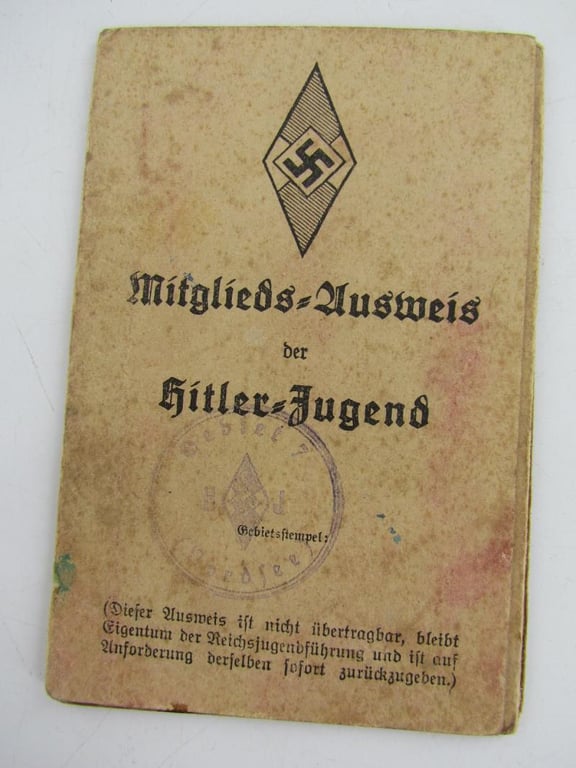 Hitler Jugend Paperwork Grouping With Member Pass