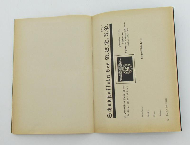 Extremely rare SS internal regulations booklet. ( 1938. nr 1 )