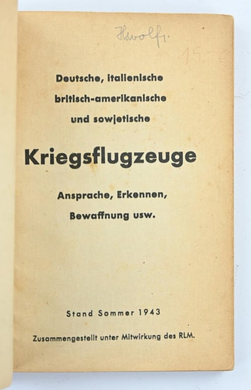 German LW Airplane Identification Booklet