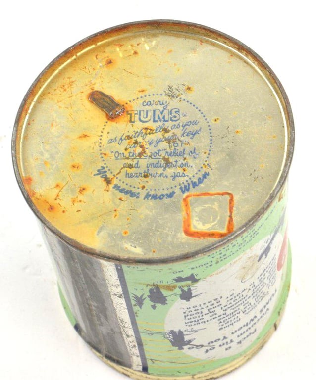 US WW2 Era Tin Can 'Tums for the Tummy'