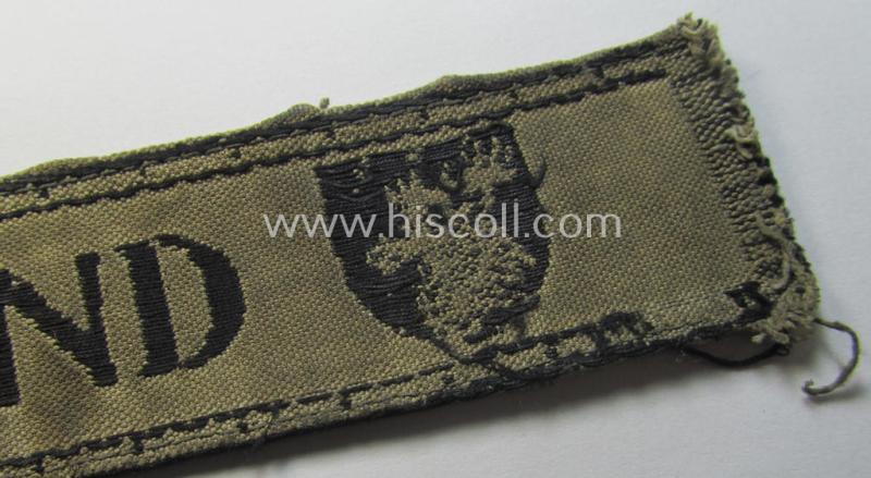 WH (Heeres ie. Kriegsmarine) cuff-title- ie. armband (ie. 'Ärmelstreifen') entitled: 'Kurland' that comes in an overall very nice- (albeit clearly used- ie. tunic-removed-), condition