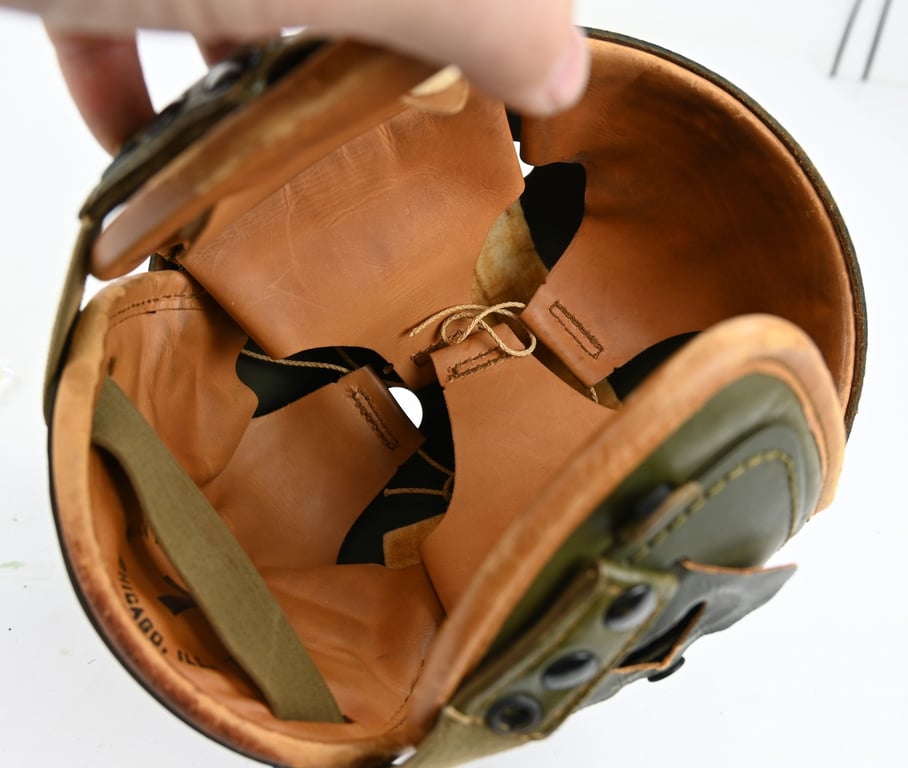US WW2 Tanker Helmet by Wilson Athletic Goods with Polaroid Goggles