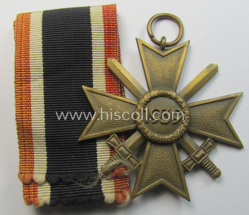 Medal-set: 'KvK 2. Klasse mit Schwertern' being a maker- (ie. '5'-) marked (and just minimally used) specimen by the maker- (ie. 'Hersteller') named: 'Hermann Wernstein' and that comes as issued and found