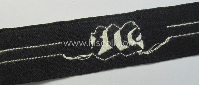 Attractive, RAD (ie. 'Reichsarbeitsdienst') EM- (ie. NCO-) pattern, commemorative cuff-title (ie. 'Dienstärmelstreifen') depicting a capital 'W'-character (as was intended for non-commisioned-staff working on the various 'Westwall'-fortificat...