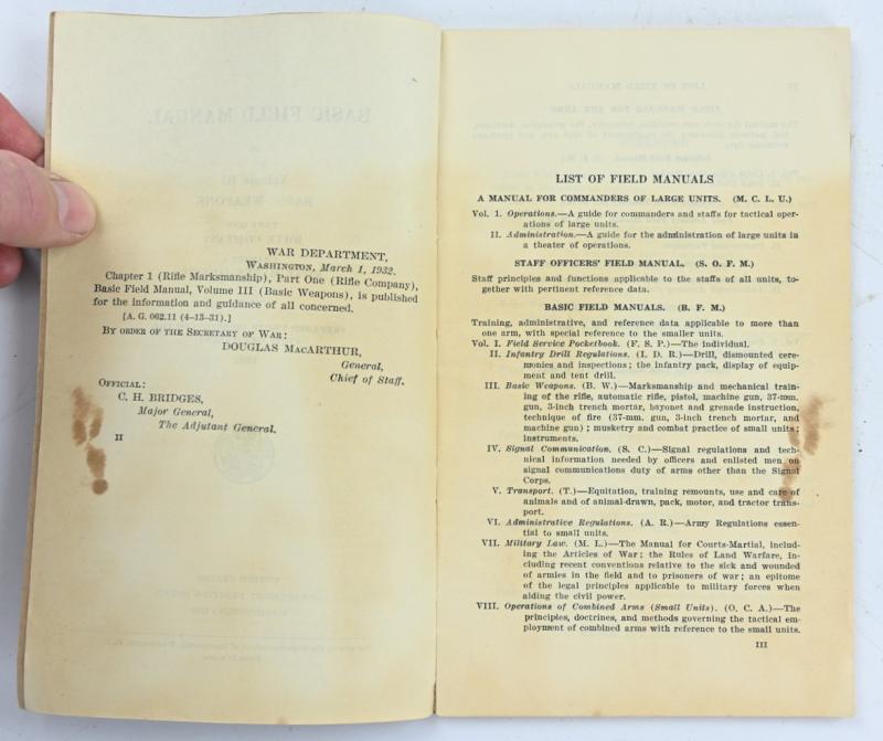 US WW2 Basic Field Manual Part 3; Basic Weapons