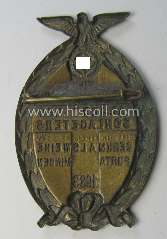 Neat - and scarcely encountered! - N.S.D.A.P.- related 'tinnie' being a maker- (ie. 'Wächtler & Lange'-) marked example showing the text: 'Albert Leo Schlageters Denkmalsweihe - Porta Minden - 1933'