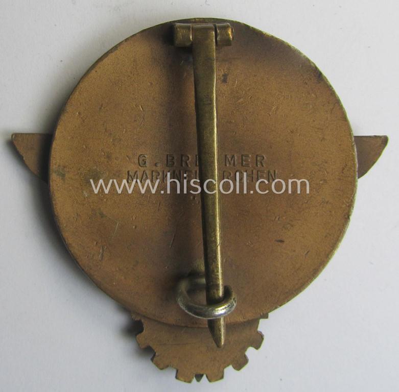 'HJ'- ('Hitlerjugend') ie. 'BDM'- ('Bund Deutscher Mädel') related: 'Reichsberufswettkampf-Siegerabzeichen': 'Kreissieger 1938' marked: 'G. Brehmer'