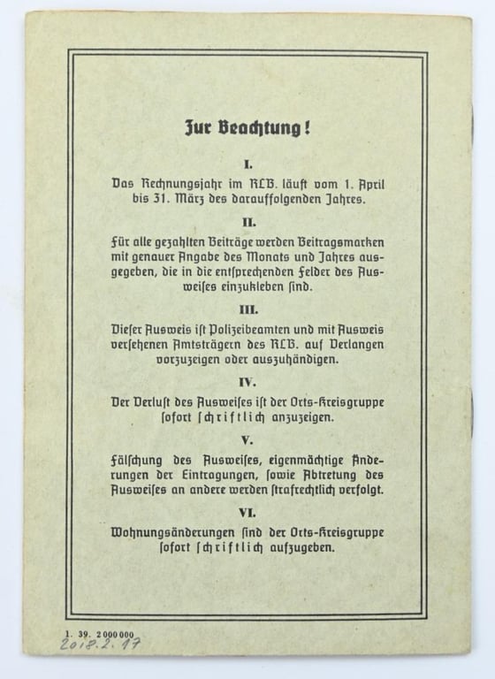 German RLB Member Card