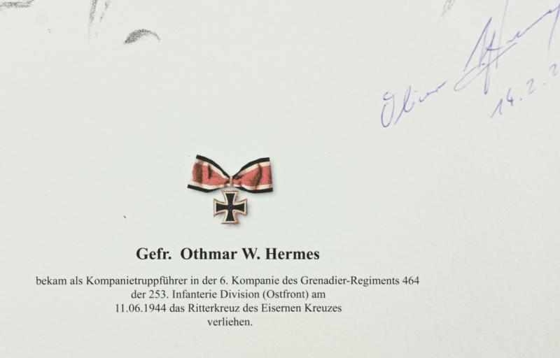 Signature of Wehrmacht Heer KC Recipient 'Otmar Hermes'