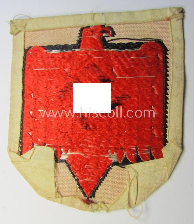 Superb - and just moderately used! - example of a neatly machine- (ie. 'BeVo'-) woven so-called: N.S.R.L.- (ie. 'NS Reichsbund für Leibesübungen'-) related sports'-tunic-patch
